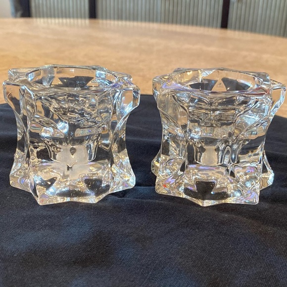 MIKASA CLEAR CRYSTAL SPARKLING STAR VOTIVE & TEA LIGHT CANDLE HOLDER SET NEW. - Picture 5 of 6